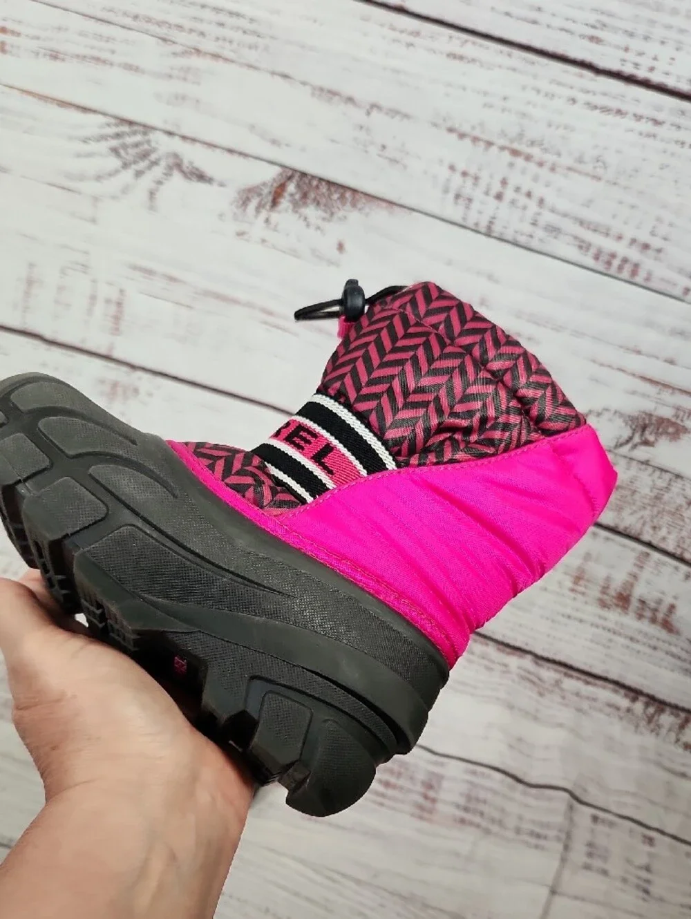 Sorel Kids Pink and Black Waterproof Snow Boots